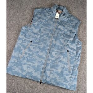 Johnnie O Rippen 2 Way Zip Front Vest Mens Large Camo Slate Puffer Golf NWT